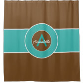 Rideaux De Douche Marron et Turquoise (Devant)