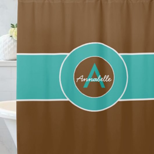 Rideaux De Douche Marron et Turquoise