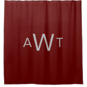 Rideaux De Douche Marron Rouge Bordeaux Gris Monogramme Classique  (Devant)