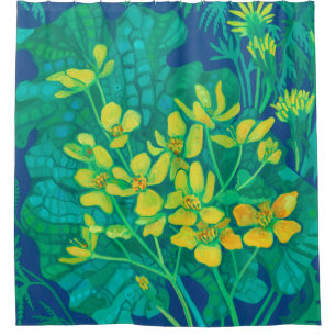 Rideaux De Douche Marsh Marigold Fleurs sauvages d'été peinture flor