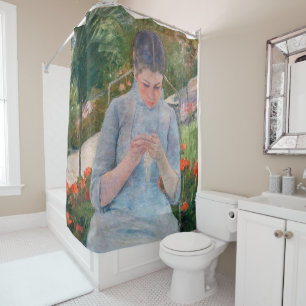 Rideaux De Douche Mary Cassatt - Fille couture dans un jardin