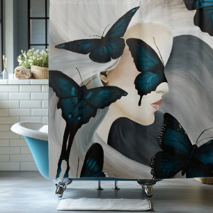 Rideaux De Douche Mascarade Papillon Bleu Élégante Fantaisie