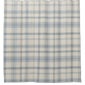 Rideaux De Douche Masculine Muted Blue Plaid w/ Linen Texture (Devant)
