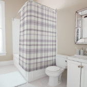 Rideaux De Douche Masculine Muted Purple Plaid w/ Linen Texture (En situation)
