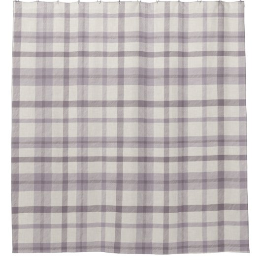 Rideaux De Douche Masculine Muted Purple Plaid w/ Linen Texture (Devant)
