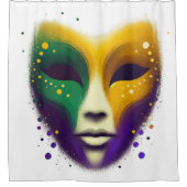 Rideaux De Douche Masque Mardi Gras jaune violet (Devant)
