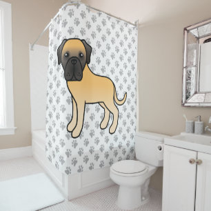 Rideaux De Douche Mastiff Anglais Fauve Chien de Dessin Animé Mignon