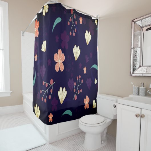 Rideaux De Douche Mat de bain moderne Floral Design (En situation)