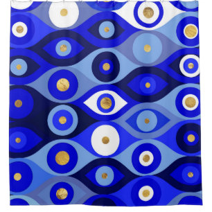 Rideaux De Douche Mati Mataki grecque - Matiasma Evil Eye blues