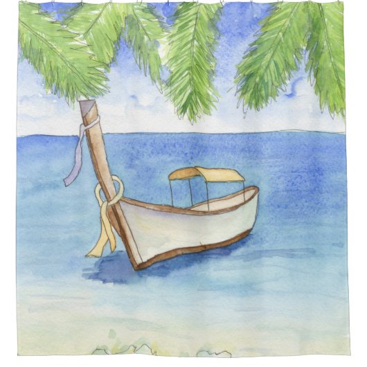 Rideaux De Douche Matin à Bali Aquarelle (Devant)