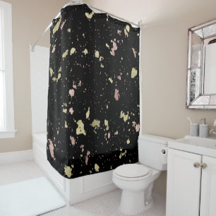 Rideaux De Douche Matte Gold et Rose Gold Flakes Noir