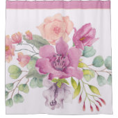 Rideaux De Douche Mauve et pêche aquarelle florale (Devant)