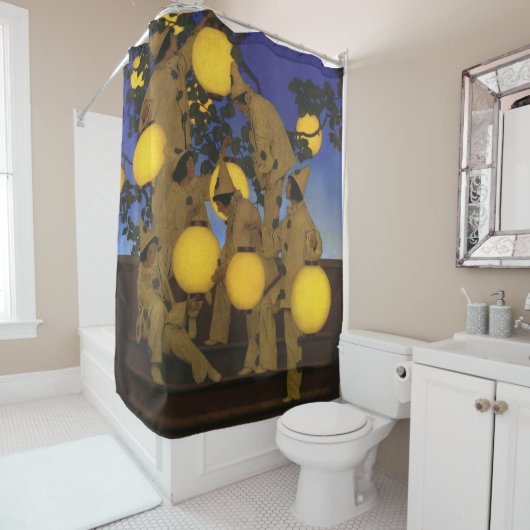 Rideaux De Douche Maxfield Parrish Les Porteuses de Lanternes 1908 V (En situation)
