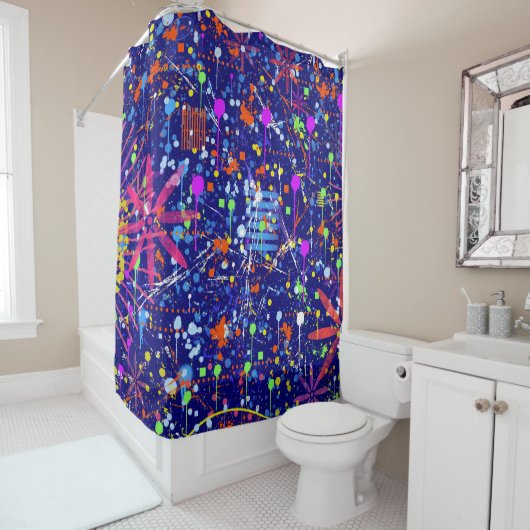 Rideaux De Douche Maximalisme Abstrait : Grande Roue la Nuit (En situation)