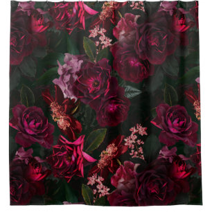 Rideaux De Douche Maximalisme Véritable Moody Florals Rose