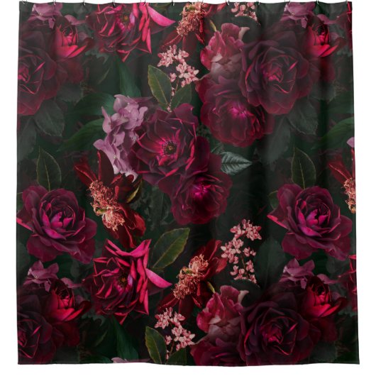 Rideaux De Douche Maximalisme Véritable Moody Florals Rose (Devant)