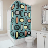 Rideaux De Douche MCM du milieu du siècle Rectangles arrondies turqu (En situation)