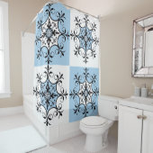 Rideaux De Douche Médaillon bleu (En situation)