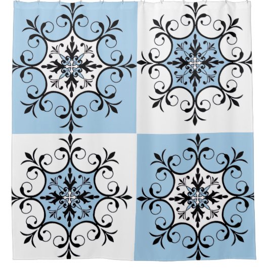 Rideaux De Douche Médaillon bleu (Devant)