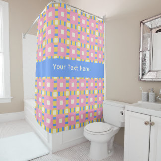 Rideaux De Douche Médaillon géométrique carré 26038B rose jaune bleu