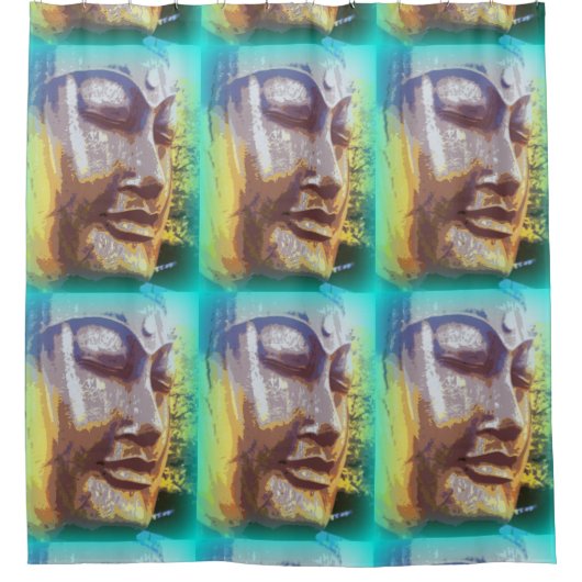 Rideaux De Douche méditation bouddha visage motif vert (Devant)