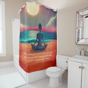 Rideaux De Douche Méditation de Yoga pacifique au clair de lune Cita