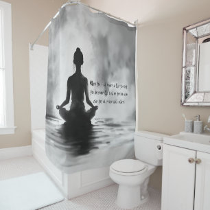 Rideaux De Douche Méditation Yoga Instructeur Lotus Pose Peinture à
