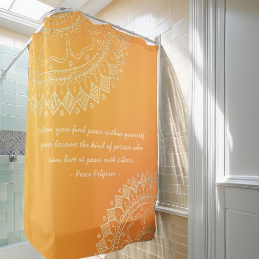 Rideaux De Douche Méditation Yoga Professeur Orange Gold Mandala Cit