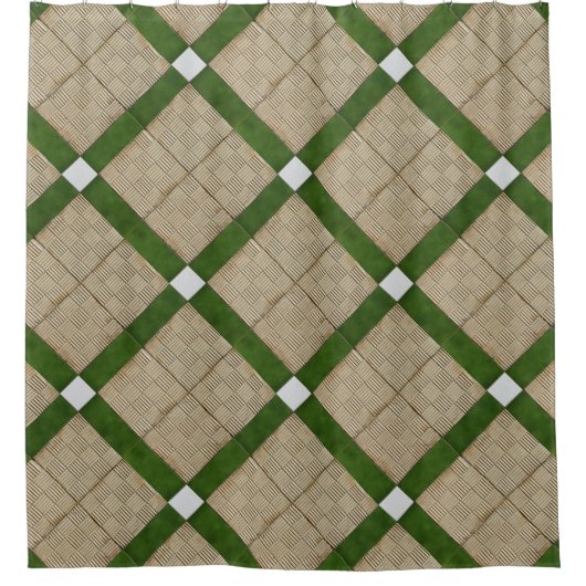 Rideaux De Douche Méditerranéen diagonal en céramique de tuiles en (Devant)