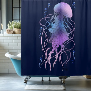 Rideaux De Douche Méduse Éthérée Violet Bleu