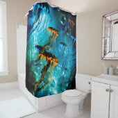 Rideaux De Douche Méduses impressionnantes dans un monde sous-marin (En situation)