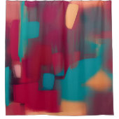 Rideaux De Douche Mélange abstrait rouge et turquoise (Devant)