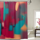 Rideaux De Douche Mélange abstrait rouge et turquoise