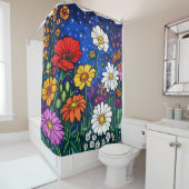 Rideaux De Douche Mélange de fleurs (En situation)