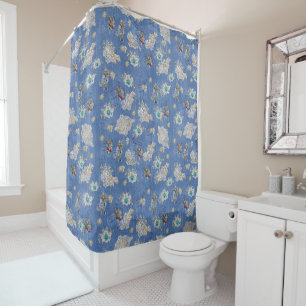 Rideaux De Douche Mélange exotique Plumes d'oiseaux bleus Imprimer