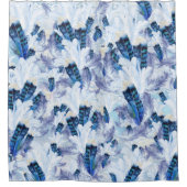 Rideaux De Douche Mélange exotique Plumes d'oiseaux bleus Imprimer (Devant)