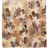 Rideaux De Douche Mélange exotique Tons Brown Plumes d'oiseaux Impri (Devant)