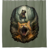 Rideaux De Douche Mème de T-Rex drôle & Chat qui hurle (Devant)