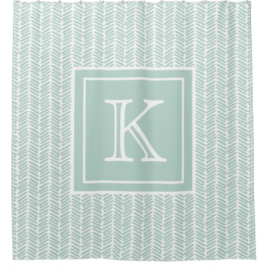 Rideaux De Douche Menthe Seaglass Vert Zigzag Blanc (Devant)