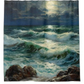 Rideaux De Douche Mer nocturne des vagues océaniques (Devant)