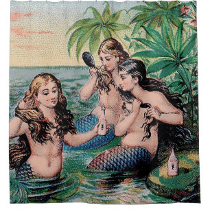 Rideaux De Douche Mermaid Antique Magie Océan Nautique