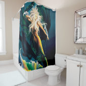 Rideaux De Douche Mermaid Dragon Imaginaire bleu (En situation)