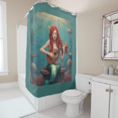 Rideaux De Douche Mermaid jouant l'ukulele (En situation)