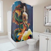 Rideaux De Douche Mermaid Koi Dragon Imaginaire (En situation)