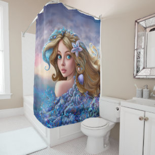 Rideaux De Douche Mermaid Sea Goddess Nymphe Siren Art sous-marin