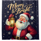 Rideaux De Douche Merry Bright Santa Holding Lantern Illustration (Devant)