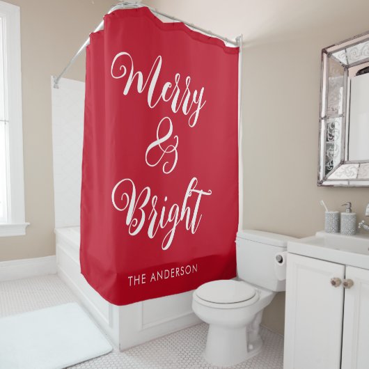 Rideaux De Douche Merry et Bright Red (En situation)