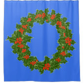 Rideaux De Douche Merry Red Berry & Holly Wreath pour Noël (Devant)