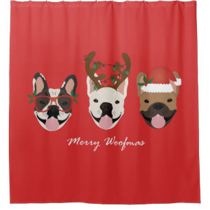Rideaux De Douche Merry Woofmas Têtes de Noël