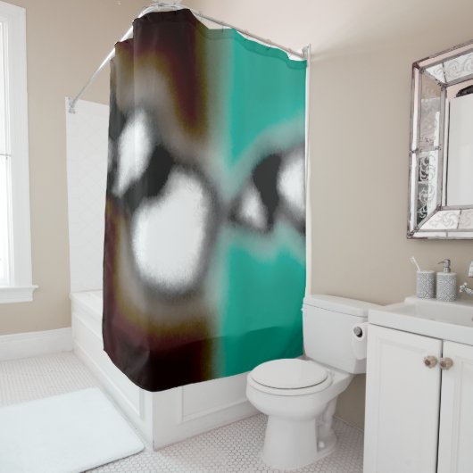 Rideaux De Douche Message dans une bouteille : Brown Abstrait, Turqu (En situation)